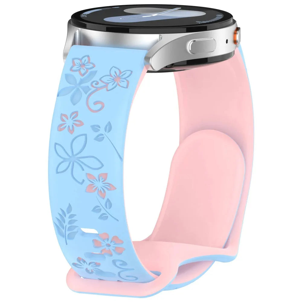 Samsung Galaxy Watch 7, 6, 5, 4 & FE Floral Engraved Silicone Band