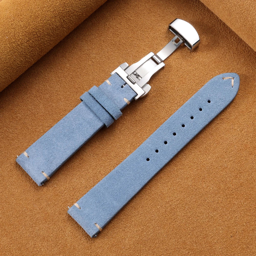 Samsung Galaxy Watch 7, 6, 5, 4 & FE Vintage Suede Band with Butterfly Clasp