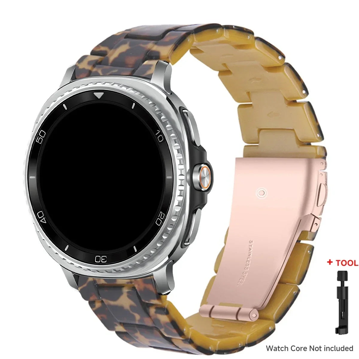 Samsung Galaxy Resin Link Watch Band - Tortoise Women Watch8/Watch8 Classic/Watch9 Ultra/Ultra2