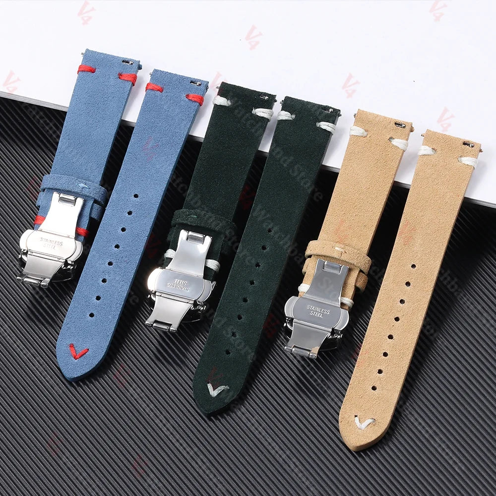 TicWatch Pro 3, E3 & GTH Stitched Suede Band with Butterfly Clasp