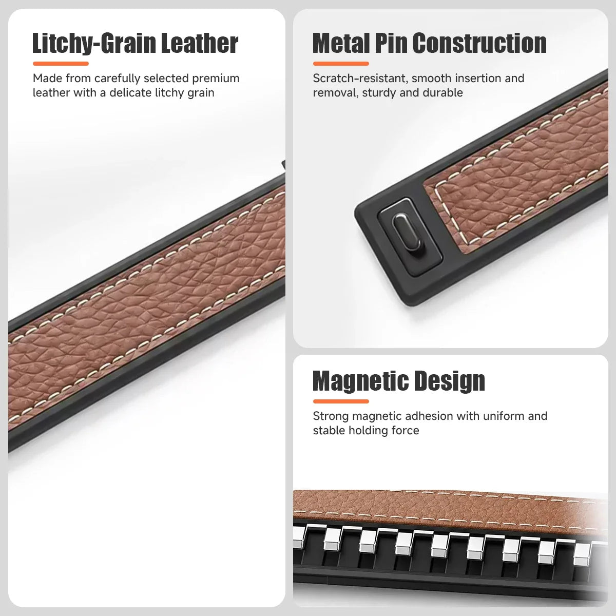 Google Pixel Watch 45mm Magnetic Litchi Leather Band