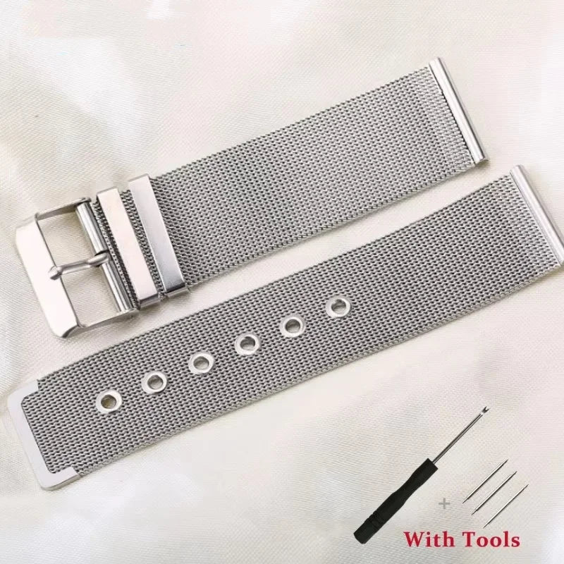 Samsung Galaxy Watch 7, 6, 5, 4 & FE Milanese Mesh Buckle Band, Spring Bars & Tool