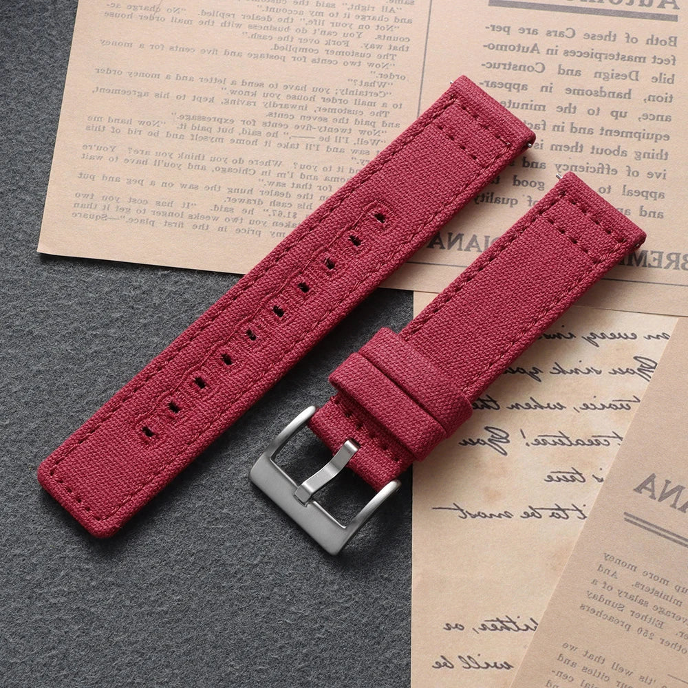 Samsung Galaxy Watch 7, 6, 5, 4 & FE Stitched Canvas Nylon Band