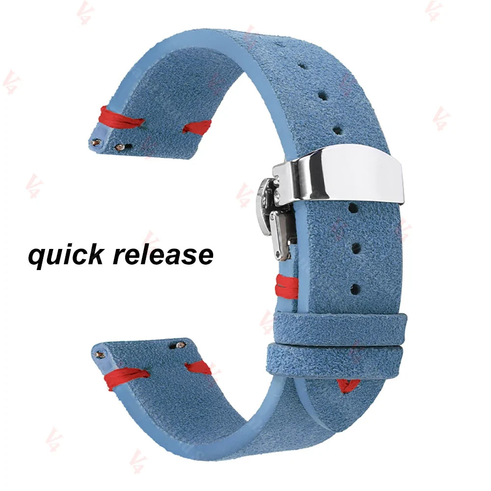 TicWatch Pro 3, E3 & GTH Stitched Suede Band with Butterfly Clasp
