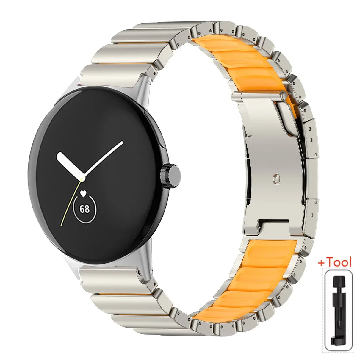 Google Pixel Watch 45mm Titanium Silicone Turtle Buckle Band