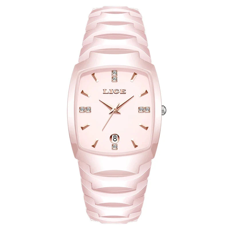 Women's Rose Gold Stainless Steel Luminous Date Slim Watch