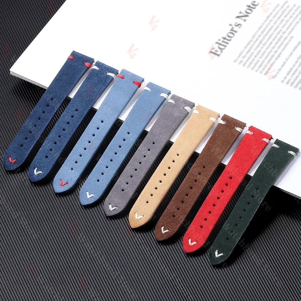Samsung Galaxy Watch 7, 6, 5, 4 & FE Stitched Suede Band with Butterfly Clasp