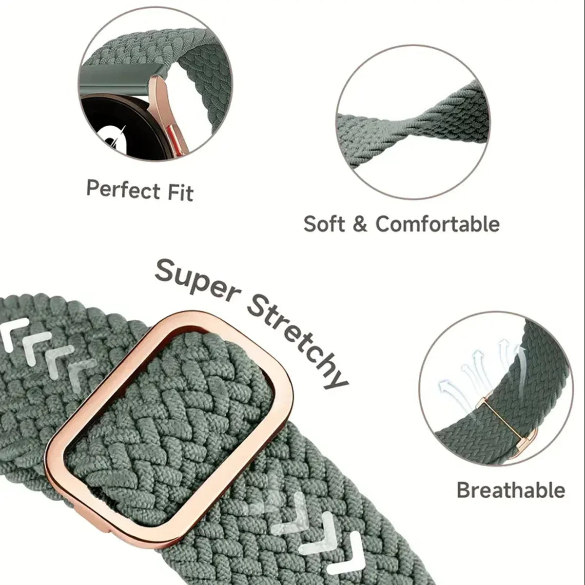 Motorola Moto Watch Braided Stretch Loop Band 3-Pack