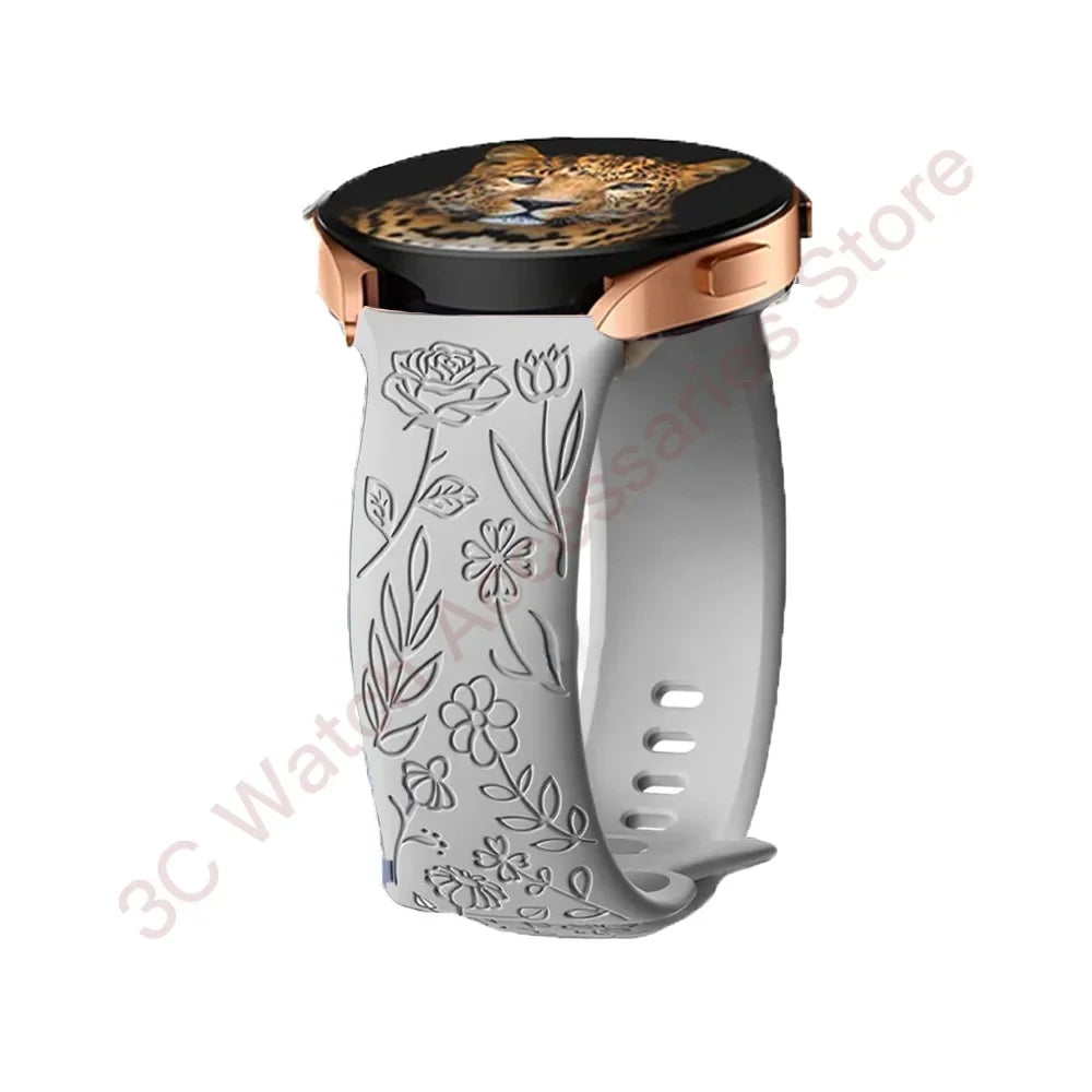 TicWatch Pro 3, E3 & GTH Rose Engraved Silicone Band
