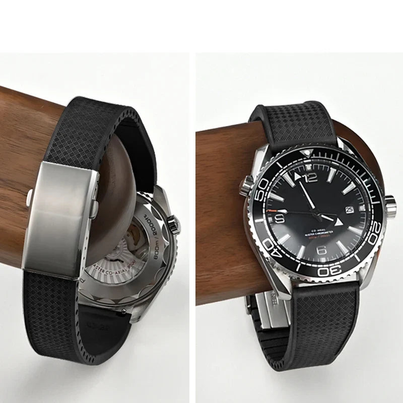 Samsung Galaxy Watch 7, 6, 5, 4 & FE FKM Rubber Band with Folding Clasp