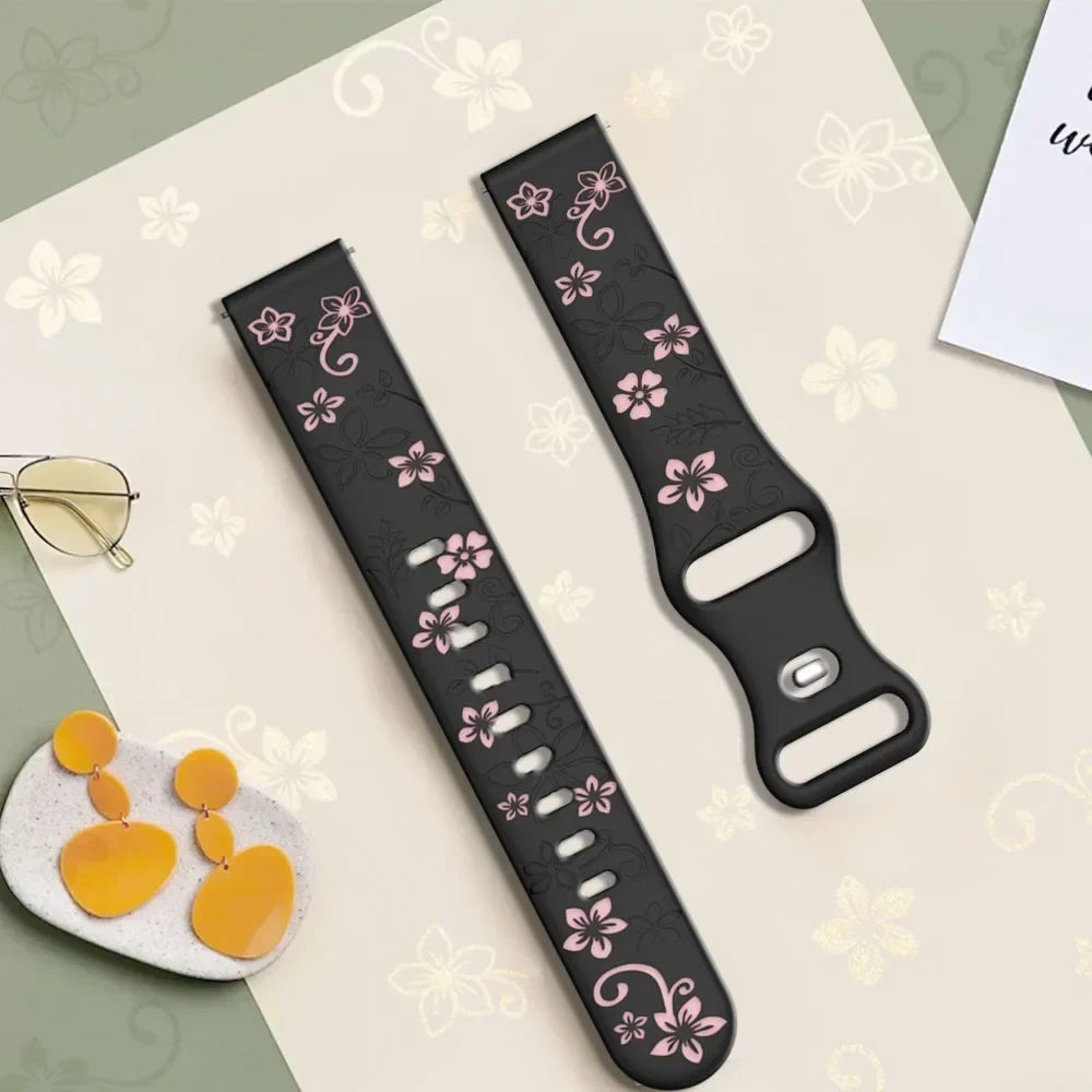 Motorola Moto Watch Floral Engraved Silicone Band