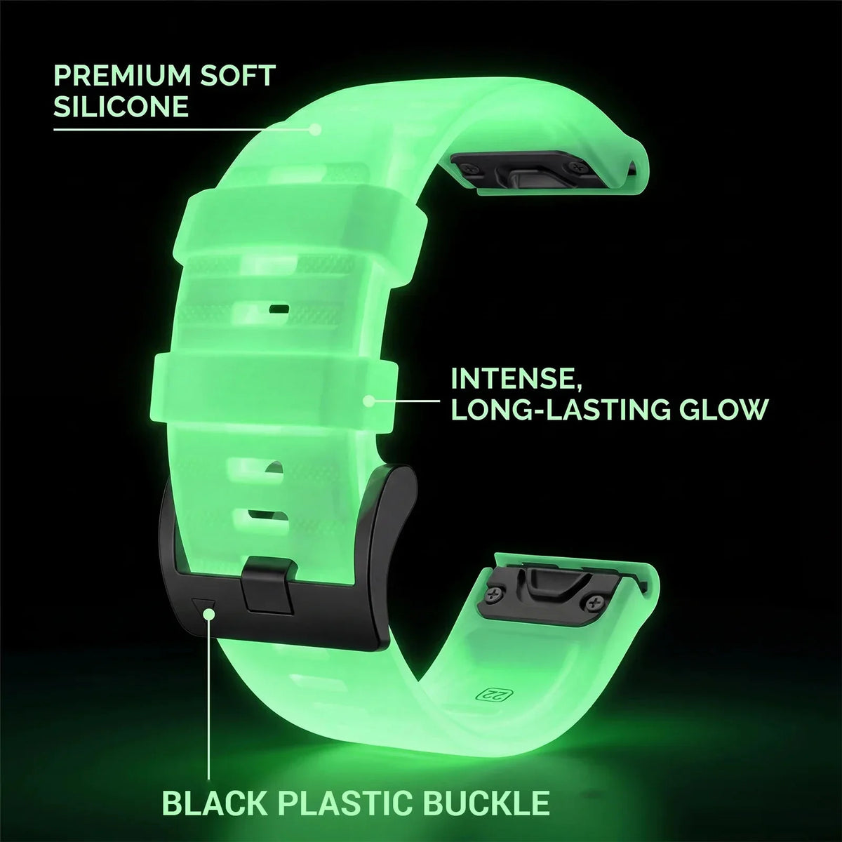 Garmin Luminous Silicone Smartwatch Band - QuickFit Strap