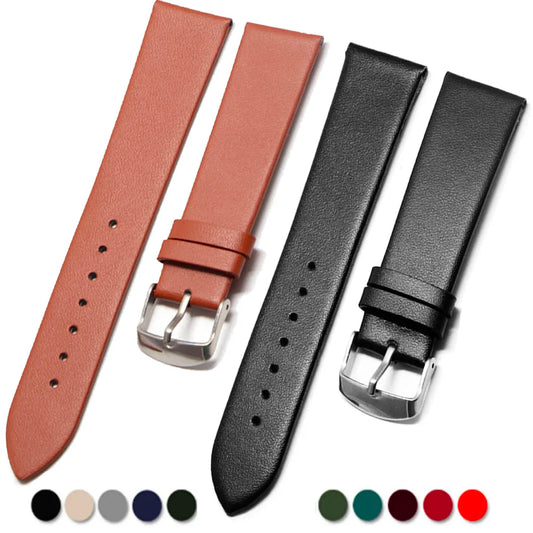 Polar Calf Leather Watch Band for Smartwatch - Genuine Leather, Silver Buckle