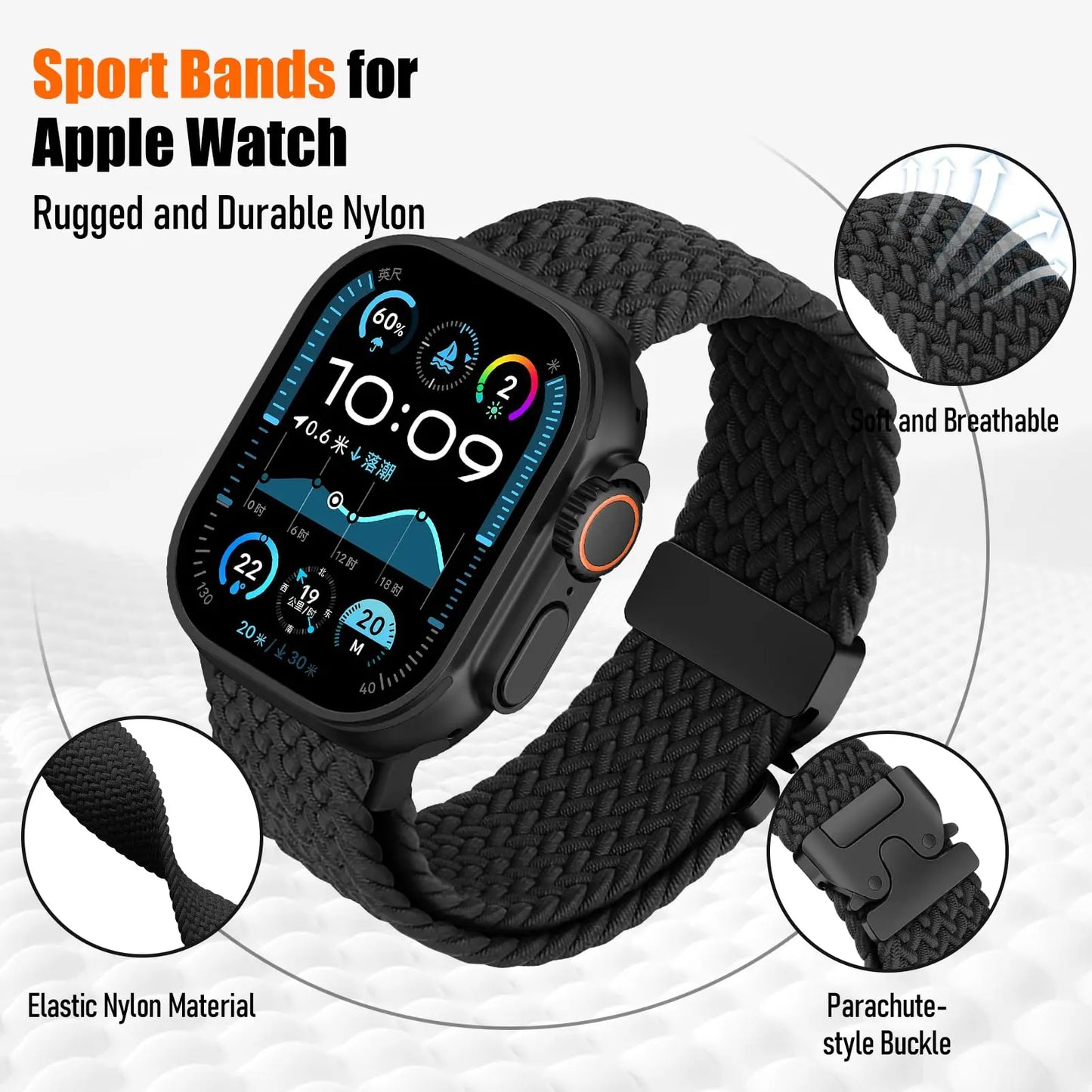 Apple Watch Parachute Strap - Braided Nylon, Breathable