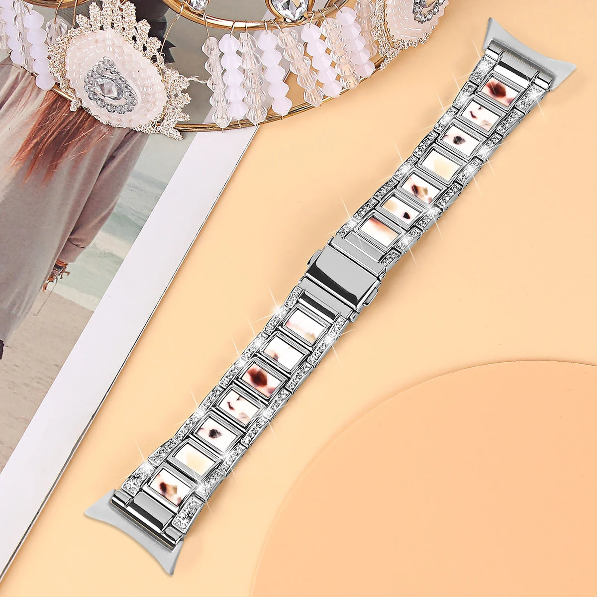 Google Pixel Watch 41mm Diamond Zinc Alloy Bracelet Band