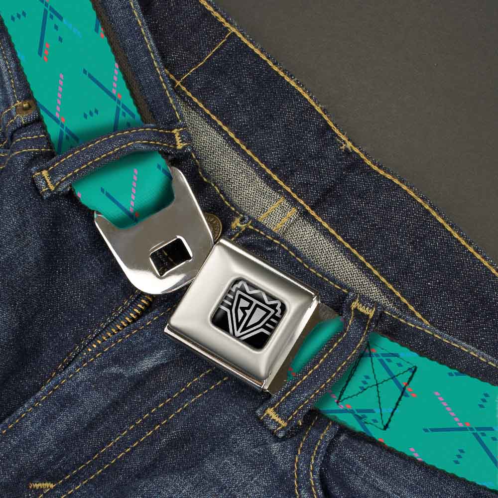BD Wings Logo CLOSE-UP Full Color Black Silver Seatbelt Belt - PDX Airport Carpet Old Webbing