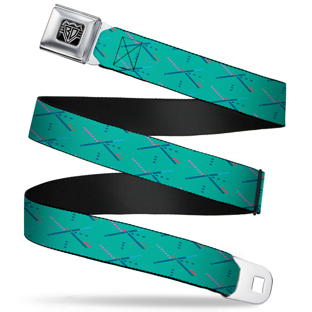 BD Wings Logo CLOSE-UP Full Color Black Silver Seatbelt Belt - PDX Airport Carpet Old Webbing