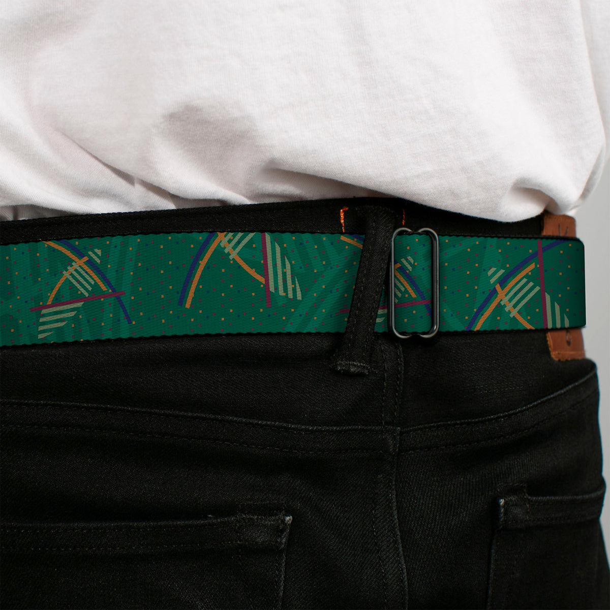 BD Wings Logo CLOSE-UP Full Color Black Silver Seatbelt Belt - PDX Airport Carpet New Webbing