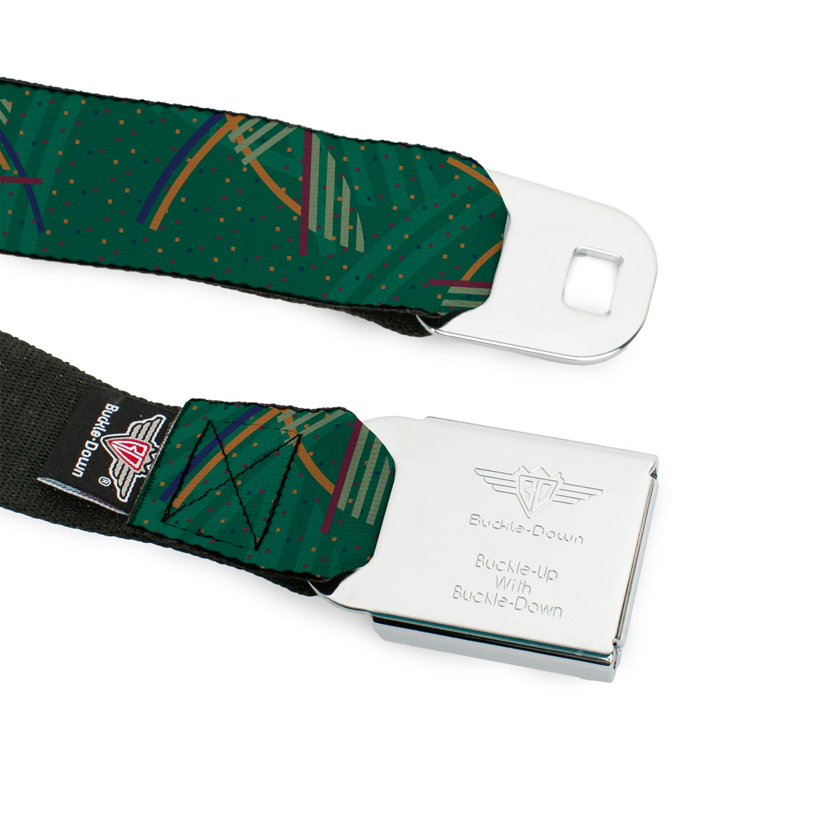 BD Wings Logo CLOSE-UP Full Color Black Silver Seatbelt Belt - PDX Airport Carpet New Webbing
