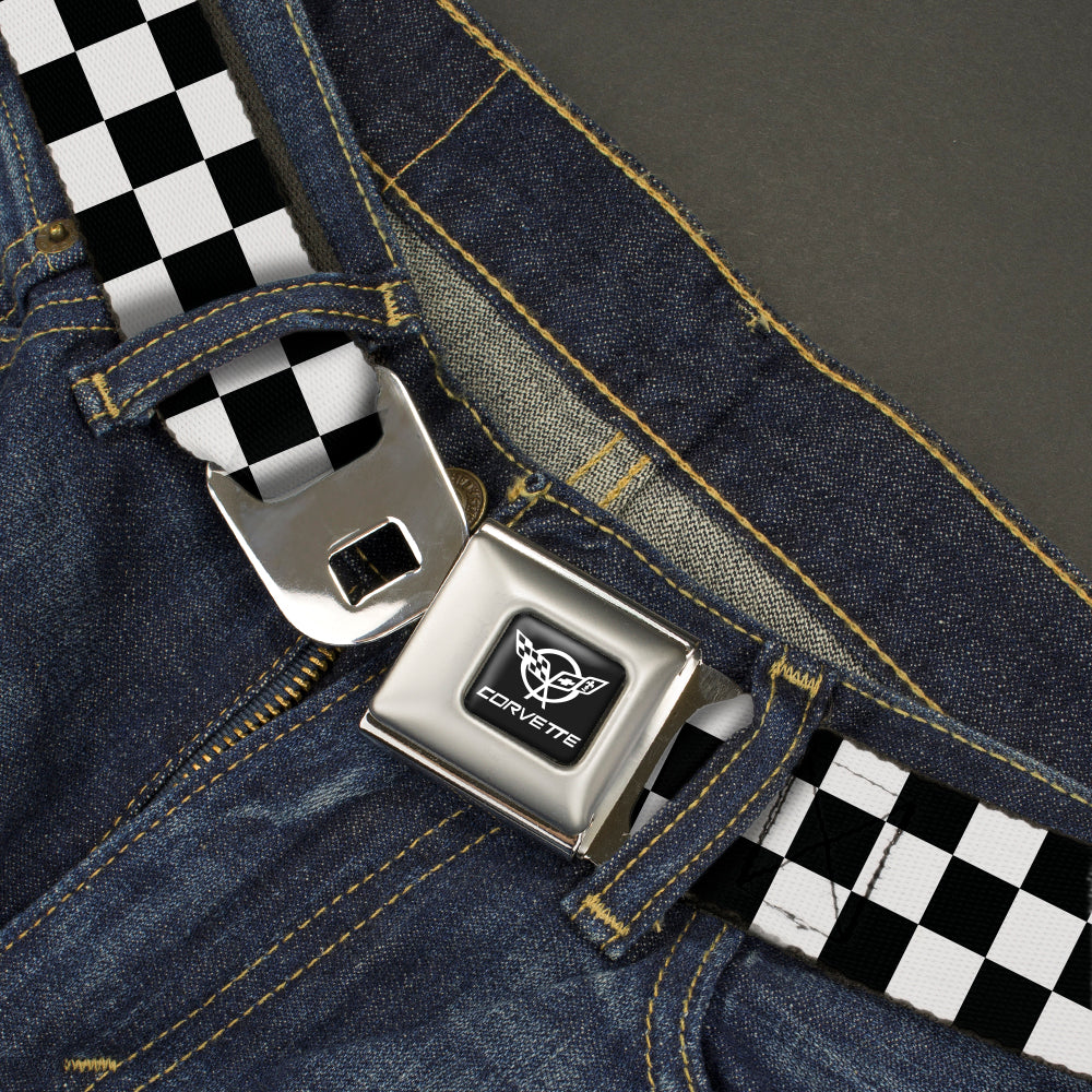 Corvette Seatbelt Belt - Checker Black/White Webbing