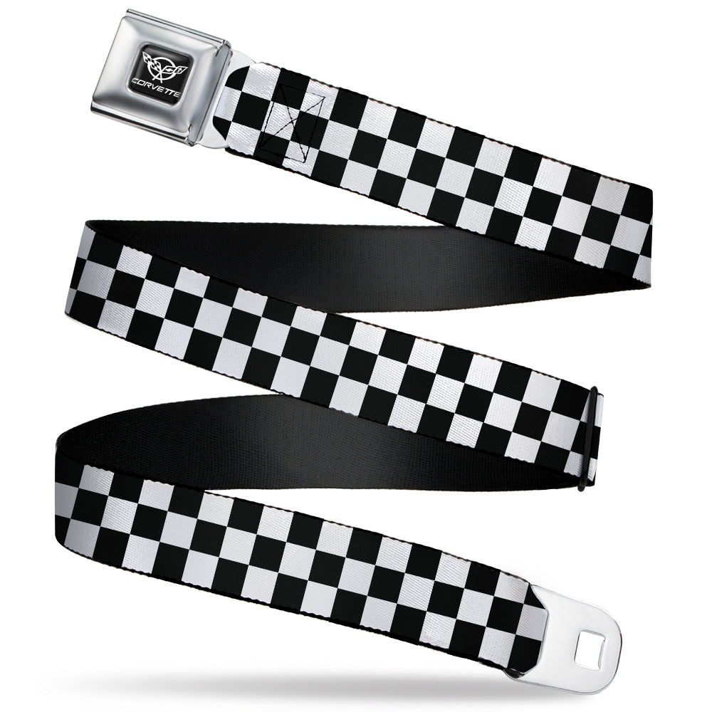 Corvette Seatbelt Belt - Checker Black/White Webbing