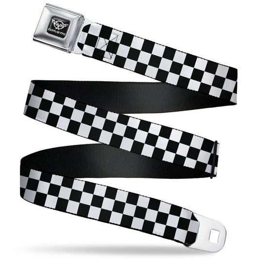 Corvette Seatbelt Belt - Checker Black/White Webbing