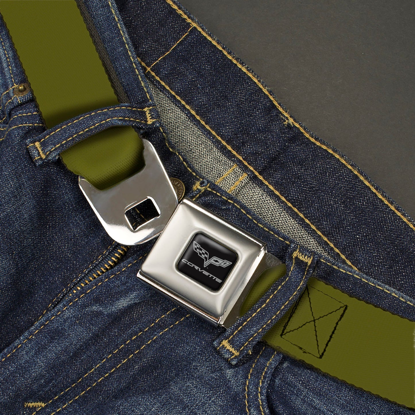 C6 Seatbelt Belt - Olive Webbing
