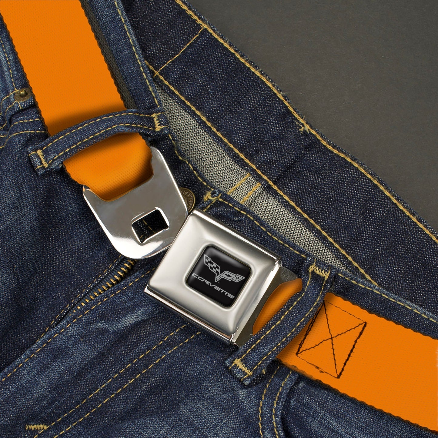 C6 Seatbelt Belt - Orange Webbing