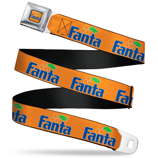 Vintage Orange FANTA Logo Full Color Orange/Blue Seatbelt Belt - Vintage Orange FANTA Logo Orange/Blue Webbing