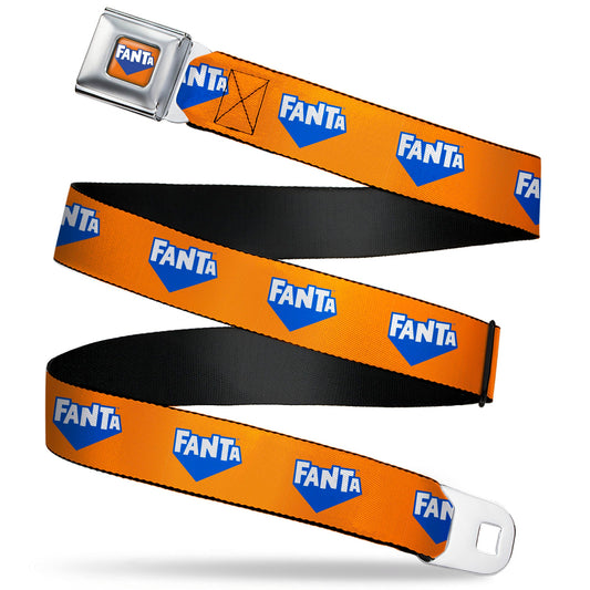 FANTA Logo Full Color Orange/Blue/White Seatbelt Belt - FANTA Logo Orange/Blue/White Webbing