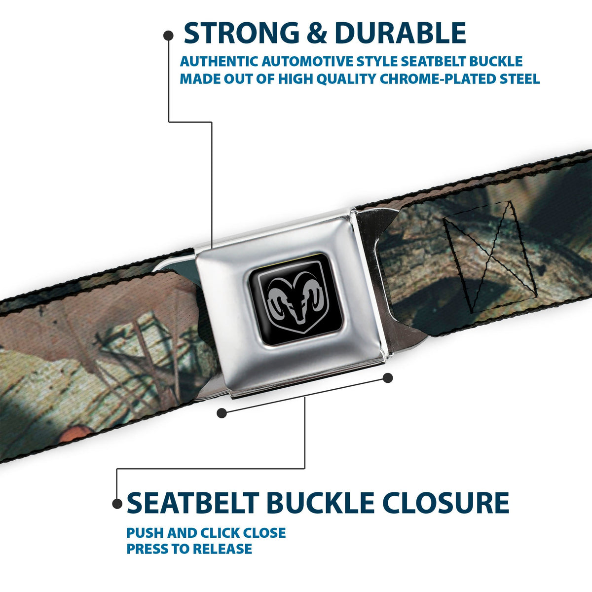 Ram Seatbelt Belt - Mossy Oak Break-Up Infinity Webbing