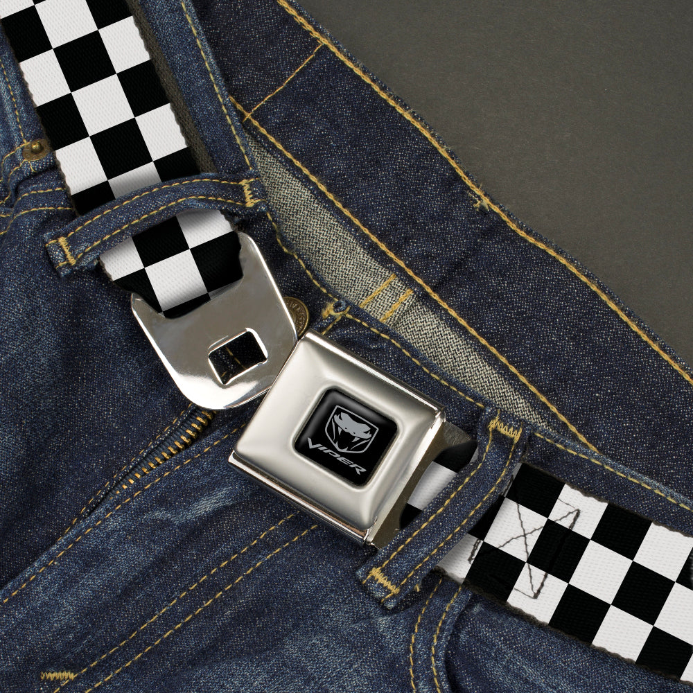 Dodge Viper Seatbelt Belt - Checker Black/White Webbing
