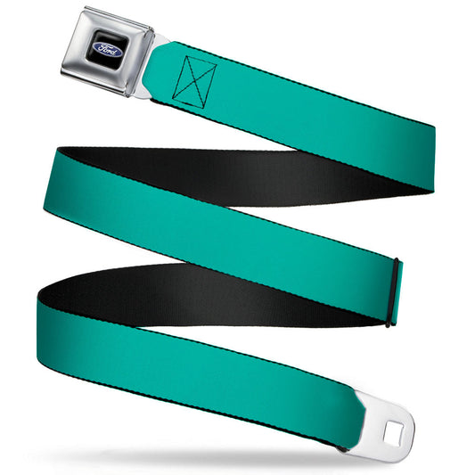 Ford Oval Full Color Black/Blue Seatbelt Belt - Teal Webbing