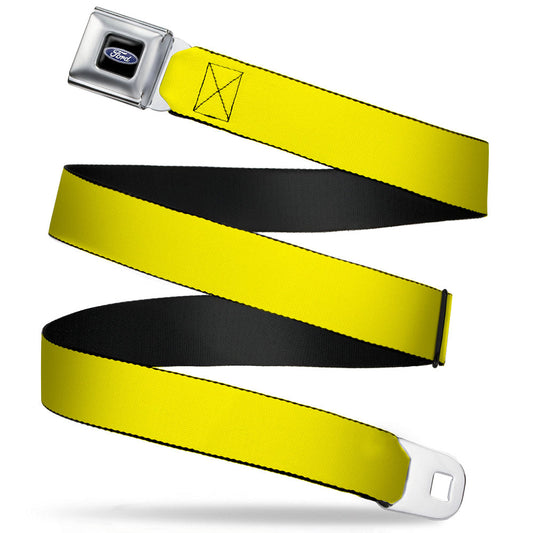 Ford Oval Full Color Black/Blue Seatbelt Belt - Yellow Webbing