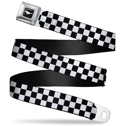 Ford Mustang Seatbelt Belt - Checker Black/White Webbing