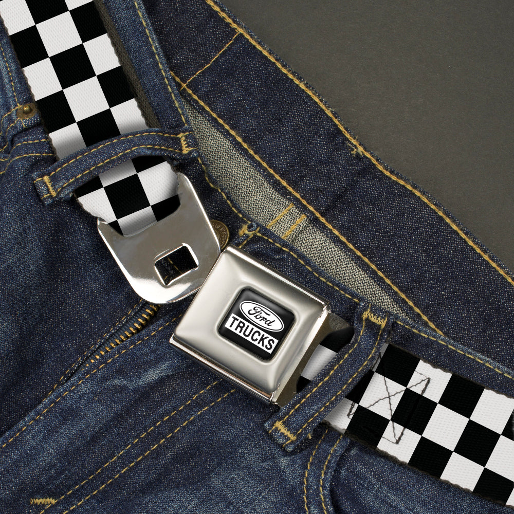 Ford Trucks Seatbelt Belt - Checker Black/White Webbing