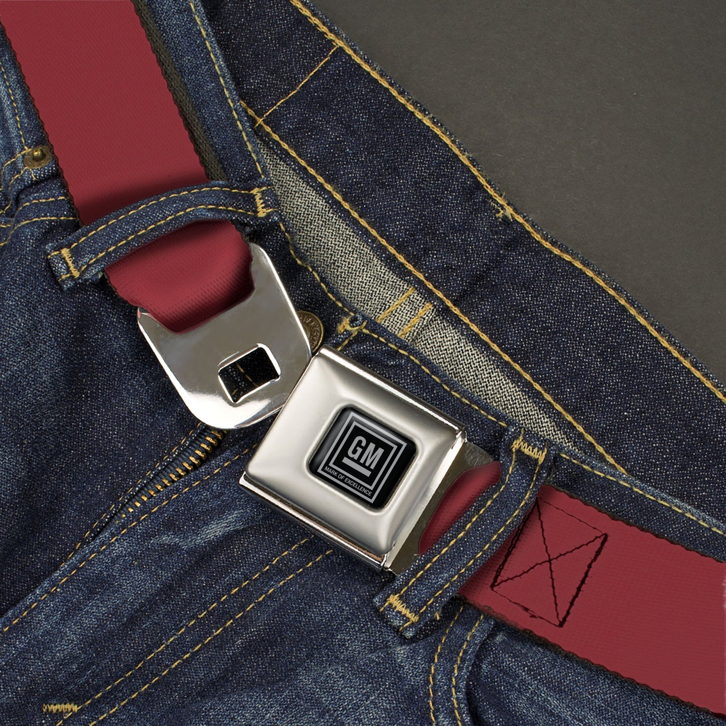GM Seatbelt Belt - Burgundy Webbing