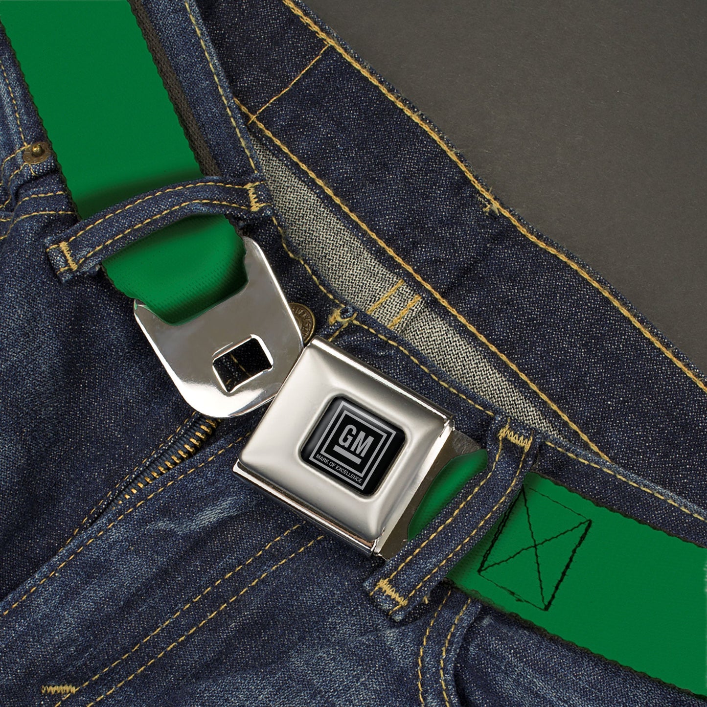 GM Seatbelt Belt - Green Webbing