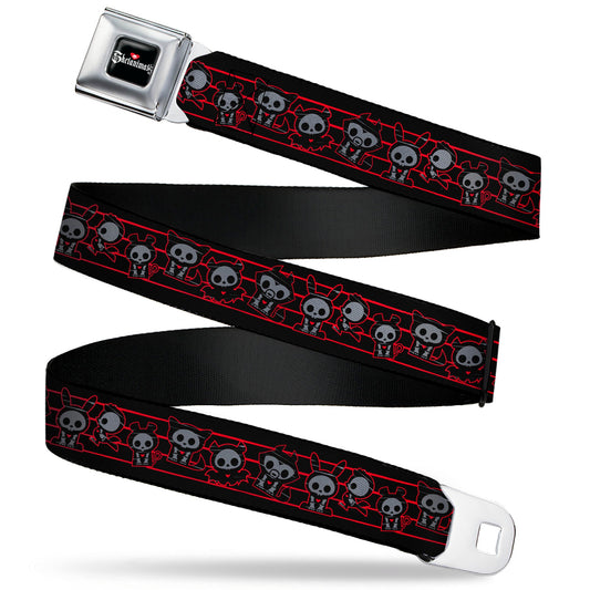 SKELANIMALS Title Logo Full Color Black/White/Red Seatbelt Belt - Skelanimals Six Character Collage Black/Red/Grays Webbing