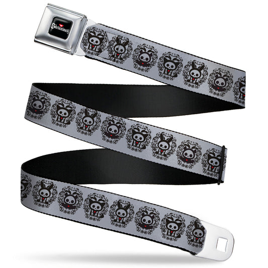 SKELANIMALS Title Logo Full Color Black/White/Red Seatbelt Belt - Skelanimals Diego Jack Kits Portraits Gray/Black Webbing