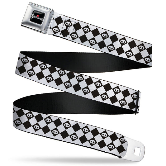 SKELANIMALS Title Logo Full Color Black/White/Red Seatbelt Belt - Skelanimals Face Logo Checker White/Black Webbing