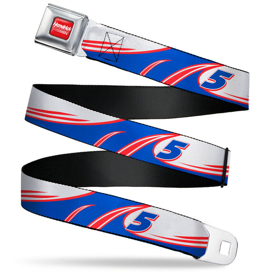 HENDRICK MOTORSPORTS Checker Logo Full Color Red/White Seatbelt Belt - Kyle Larson #5 Car Scheme White/Blue/Red Webbing