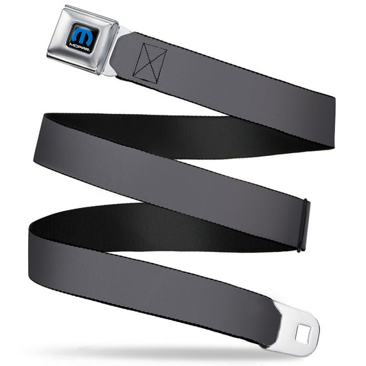 MOPAR Logo Full Color Black Blue White Seatbelt Belt - Charcoal Webbing