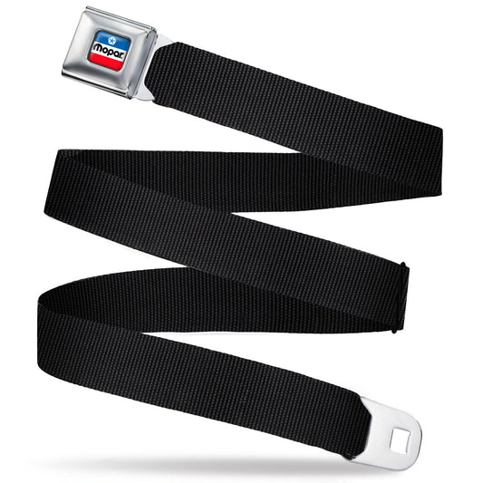 MOPAR Chrysler Logo Full Color White/Blue/Red/Black Seatbelt Belt - Black Webbing