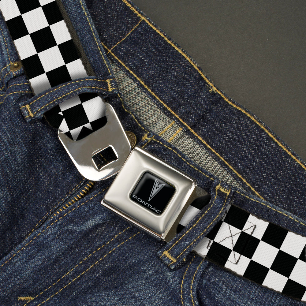 Pontiac Seatbelt Belt - Checker Black/White Webbing