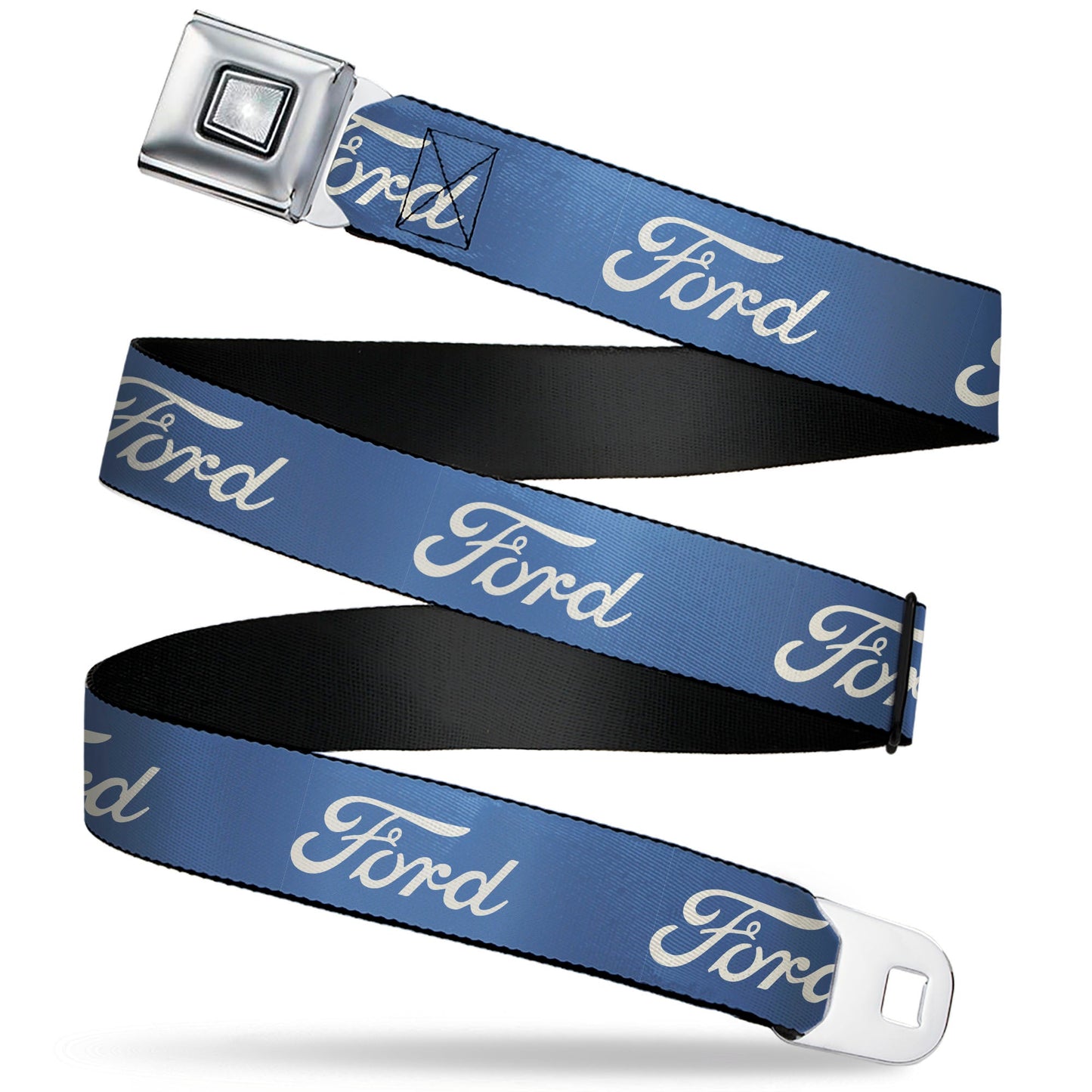 Starburst Seatbelt Belt - FORD Script Blue/White Webbing