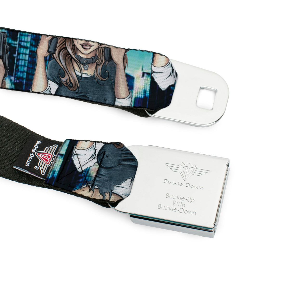 SEXY INK GIRLS Full Color Black White Seatbelt Belt - Gutter Sluts Webbing