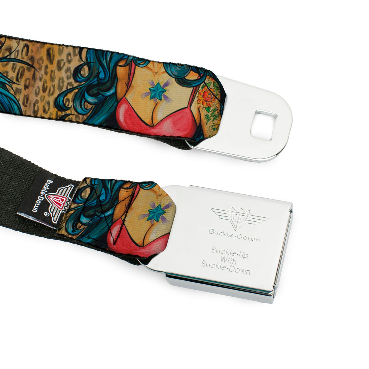 SEXY INK GIRLS Full Color Black White Seatbelt Belt - Leah Webbing
