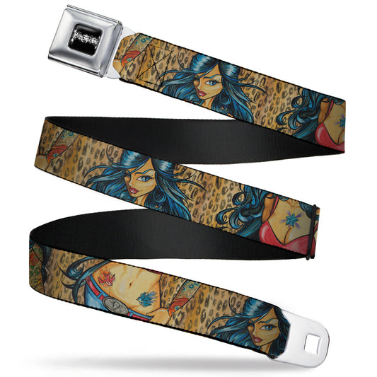 SEXY INK GIRLS Full Color Black White Seatbelt Belt - Leah Webbing