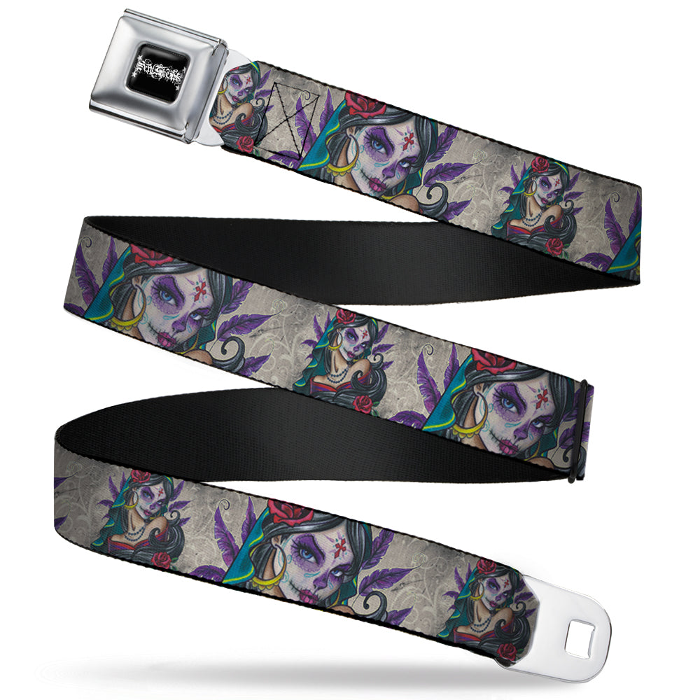 SEXY INK GIRLS Full Color Black White Seatbelt Belt - Muerta Webbing